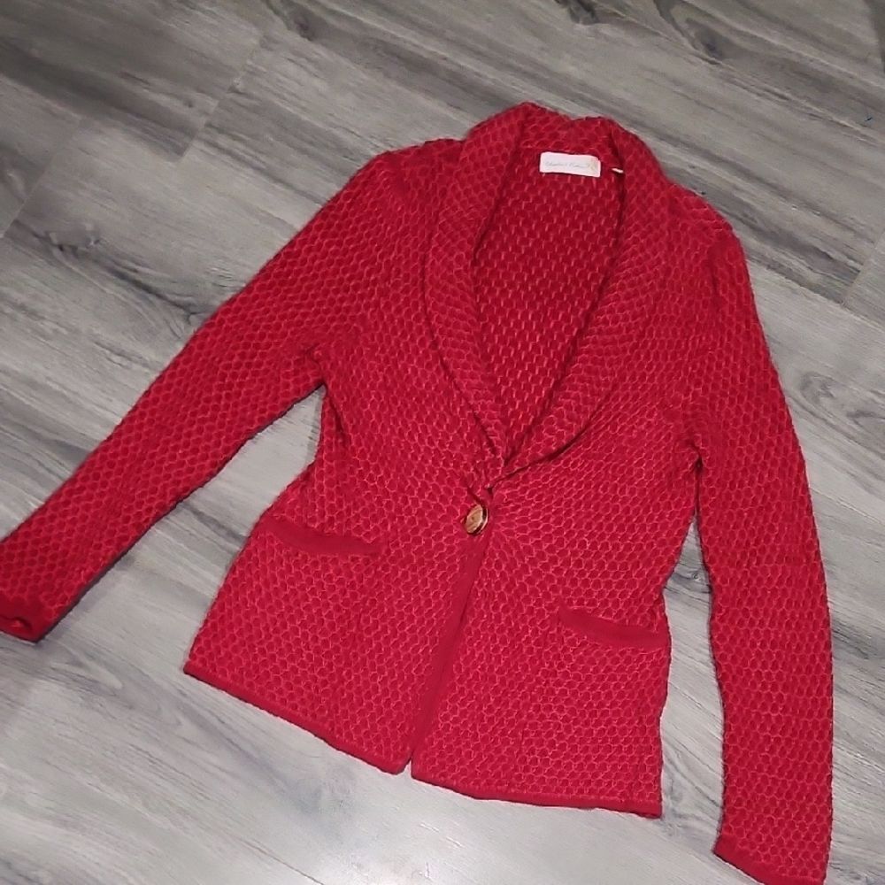 Vintage Red Knit Sweater Blazer